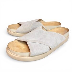 Vagabond Erin Grey Tan Suede Crossover Cross Strap Platform Slides Sandals 10